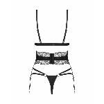 Комплект Obsessive Lobellis 3-pcs set, XS/S, чорний, ліф з м’якою чашкою, стрінги, пояс для панчіх - мініатюра 5