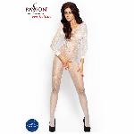 Бодістокінг Passion BS007 white, комбінезон, закриті плечі, рукав 3/4 - мініатюра 5