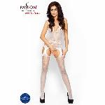 Бодістокінг Passion BS011 white, комбінезон, імітація панчіх і пояса - мініатюра 5