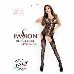 Бодістокінг Passion BS012 black, комбінезон, імітація панчіх і пояса - мініатюра 3