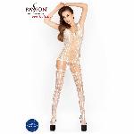 Бодістокінг Passion BS013 white, комбінезон, імітація панчіх і пояса - мініатюра 5