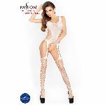 Бодістокінг Passion BS019 white, комбінезон, імітація панчіх і пояса - мініатюра 4