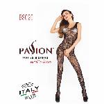 Бодістокінг Passion BS020 black, комбінезон, фантазійний візерунок - мініатюра 4