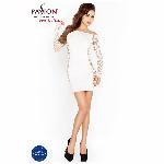 Бодістокінг Passion BS025 white, сукня-сітка, спущене плече, довгий рукав - мініатюра 5