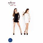 Бодістокінг Passion BS025 white, сукня-сітка, спущене плече, довгий рукав - мініатюра 3