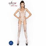 Бодістокінг Passion BS034 white, комбінезон, імітація боді і панчіх - мініатюра 5
