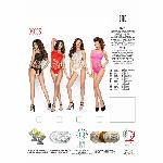 Бодістокінг Passion BS035 pink, боді, імітація топа та трусиків - мініатюра 2