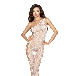 Бодістокінг Passion BS036 white, комбінезон, лямки через одне плече - мініатюра 1