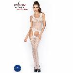 Бодістокінг Passion BS038 white, комбінезон, імітація панчіх і пояса - мініатюра 2