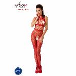 Бодістокінг Passion BS048 red, комбінезон, імітація колгот та відкритого топа - мініатюра 2