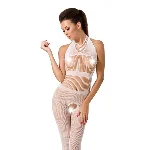 Бодістокінг Passion BS048 white, комбінезон, імітація колгот та відкритого топа - мініатюра 1