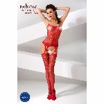 Бодістокінг Passion BS050 red, комбінезон, імітація панчох і пояса - мініатюра 2