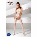 Бодістокінг Passion BS050 white, комбінезон, імітація панчіх і пояса - мініатюра 2