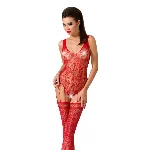 Бодістокінг Passion BS051 red, комбінезон, імітація панчіх і боді - мініатюра 1