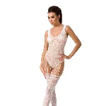 Бодістокінг Passion BS051 white, комбінезон, імітація панчох і боді - мініатюра 1