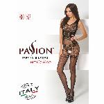 Бодістокінг Passion BS052 black, комбінезон, імітація корсета з підтяжками, панчіх і трусиків - мініатюра 7