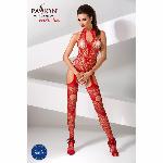 Бодістокінг Passion BS053 red, комбінезон, імітація панчіх і пояса - мініатюра 2