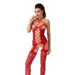 Бодістокінг Passion BS056 red, комбінезон, імітація панчіх - мініатюра 1
