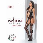 Бодістокінг Passion BS057 black, комбінезон, імітація панчох і пояса - мініатюра 7