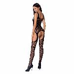 Бодістокінг Passion BS057 black, комбінезон, імітація панчох і пояса - мініатюра 4
