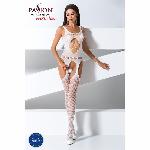 Бодістокінг Passion BS057 white, комбінезон, імітація панчіх і пояса - мініатюра 2