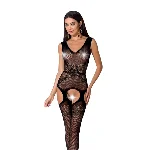 Сітчастий бодістокінг Passion BS062 One Size, Black, комбінезон, імітація панчіх, відкритий доступ - мініатюра 1