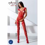 Сітчастий бодістокінг Passion BS062 One Size, Red, комбінезон, імітація панчіх, відкритий доступ - мініатюра 2