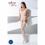 Сітчастий бодістокінг Passion BS062 One Size, White, комбінезон, імітація панчіх, відкритий доступ - мініатюра 2