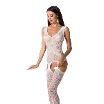 Сітчастий бодістокінг Passion BS062 One Size, White, комбінезон, імітація панчіх, відкритий доступ - мініатюра 1
