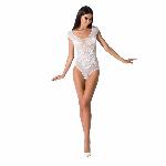 Бодістокінг Passion BS064 One Size, White, боді, закрите плече, відкритий доступ - мініатюра 2