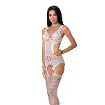 Бодістокінг Passion BS066 One Size, White, комбінезон, імітація панчіх і пояса з гартерами - мініатюра 1