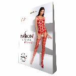 Бодістокінг Passion BS067 red, комбінезон, імітація панчох і топа на бретелях - мініатюра 5
