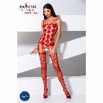 Бодістокінг Passion BS067 red, комбінезон, імітація панчох і топа на бретелях - мініатюра 2