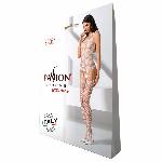 Бодістокінг Passion BS067 white, комбінезон, імітація панчох і топа на бретелях - мініатюра 5