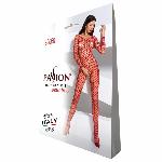 Бодістокінг Passion BS068 red, комбінезон, велика сітка, довгий рукав - мініатюра 5