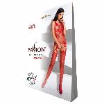 Бодістокінг Passion BS070 red, комбінезон, імітація панчох і ажурного топа - мініатюра 5