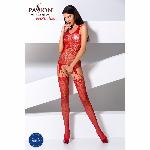 Бодістокінг Passion BS070 red, комбінезон, імітація панчох і ажурного топа - мініатюра 2