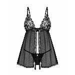 Сорочка бебі-дол Obsessive Blomentis babydoll & thong, XL/2XL, мереживний ліф, стрінги в комплекті - мініатюра 6