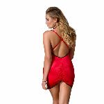 Сорочка приталена з відкритою спиною Passion LENA CHEMISE 4XL/5XL, red, трусики - мініатюра 6