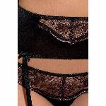 Комплект білизни Passion Exclusive BRIDA SET OpenBra 2XL/3XL black трусики-танга пояс відкритий ліф - мініатюра 3