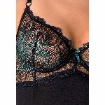 Корсет з пажами Passion Exclusive FLORIS CORSET S/M, black, трусики - мініатюра 5