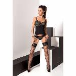 Корсет з пажами Passion Exclusive FLORIS CORSET XXL/XXXL, black, трусики - мініатюра 3