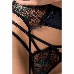Комплект білизни Passion Exclusive FLORIS SET L/XL, black, ліф, трусики, пояс для панчіх - мініатюра 5