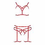 Комплект білизни Passion Exclusive MAGALI SET OpenBra S/M, red, стрепи, ліф, трусики і пояс - мініатюра 4