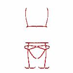 Комплект білизни Passion Exclusive MAGALI SET OpenBra XXL/XXXL, red, стрепи, ліф, трусики і пояс - мініатюра 5