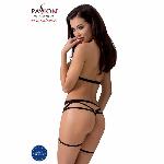Комплект білизни Passion Exclusive MORGAN SET OpenBra XXL/XXXL, black, стрепи, трусики, ліф, пояс - мініатюра 2