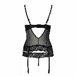 Корсет з відкритими грудьми Passion Exclusive NORTH CORSET S/M, black, пажі, трусики, шнурівка - мініатюра 3