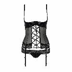 Корсет з відкритими грудьми Passion Exclusive NORTH CORSET XXL/XXXL, black, пажі, трусики, шнурівка - мініатюра 4