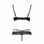 Комплект білизни Passion Exclusive NORTH SET L/XL, black, ліф і трусики з елементами під латекс - мініатюра 3