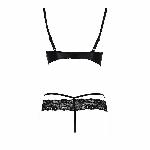 Комплект білизни Passion Exclusive NORTH SET S/M, black, ліф и трусики з елементами під латекс - мініатюра 3